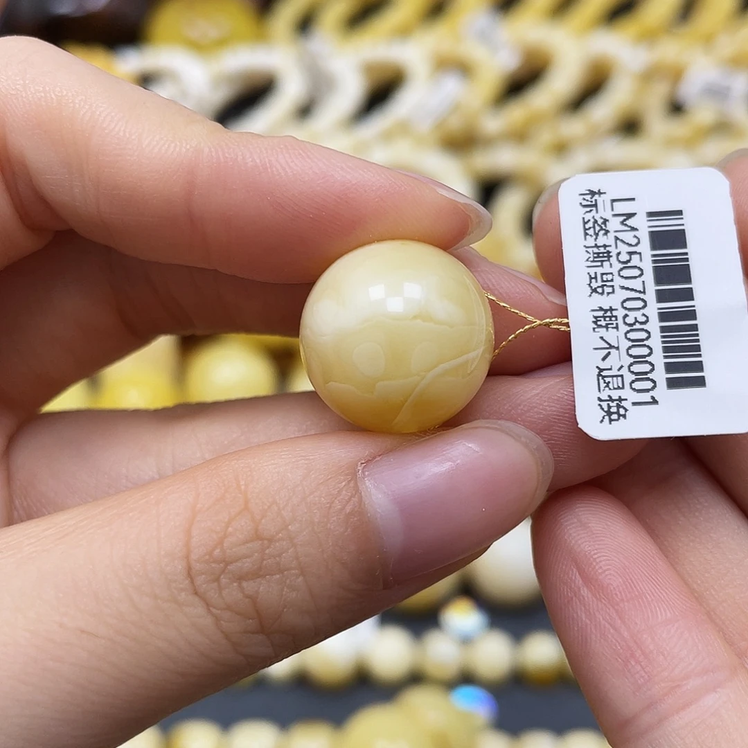 未镶嵌蜜蜡裸石沁色圆珠16.6mm