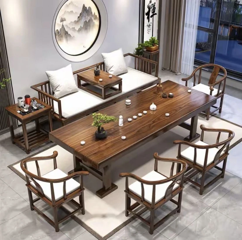 新中式实木罗汉床客厅家用松弛沙发床两用小户型茶桌茶台一整套