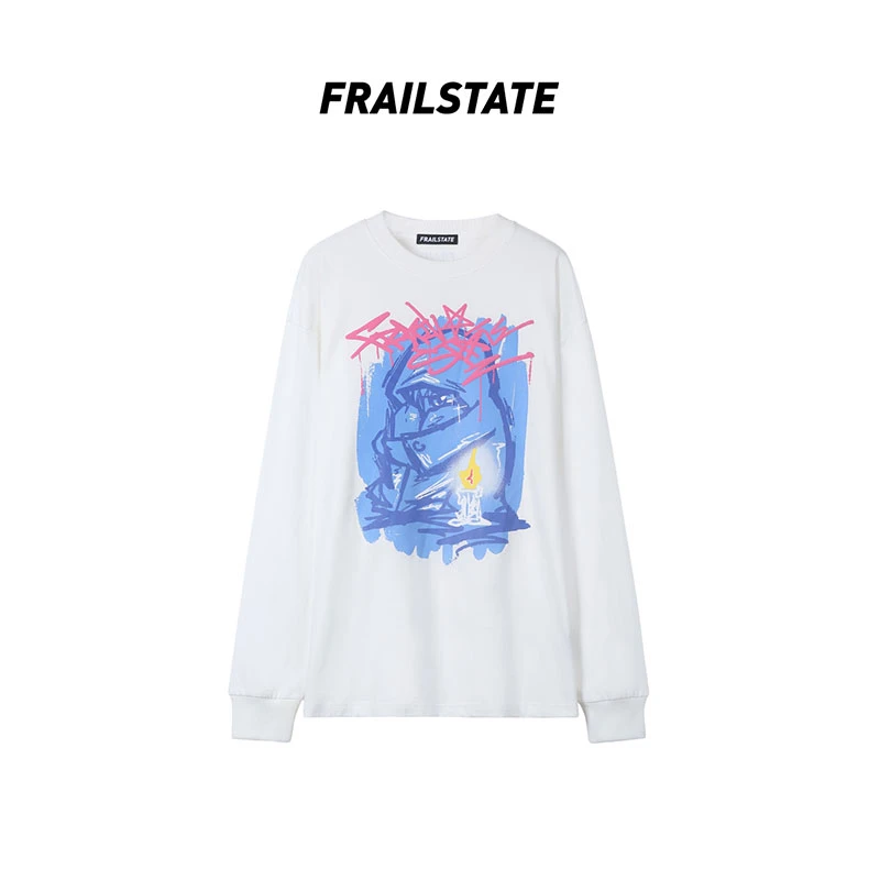 FRAIL STATE蜡烛女孩长T长袖卫衣圆领宽松休闲