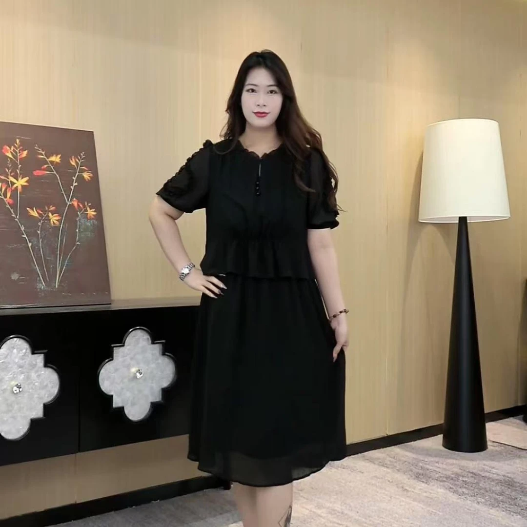 薇姐定制大码夏季新款显瘦舒适大方时尚气质优雅连衣裙ZB7141
