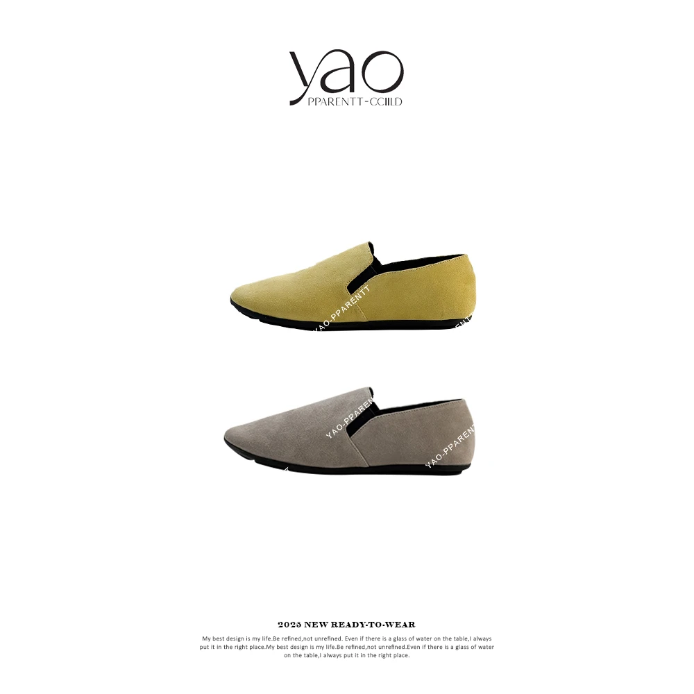 YAO PPARENTT-CCIILD真皮纯色简约一脚蹬舒适平底乐福鞋X2511