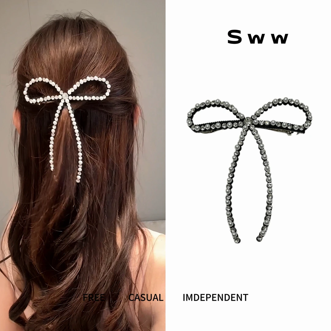 SWW珠珠闪钻弹簧一字夹后脑勺夹气质侧边碎发大号一字夹