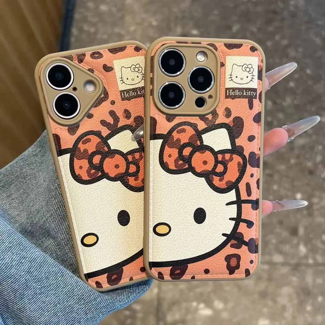 豹纹半脸凯蒂猫适用苹果17Promax华为mate70小米OPPO等多款手机壳