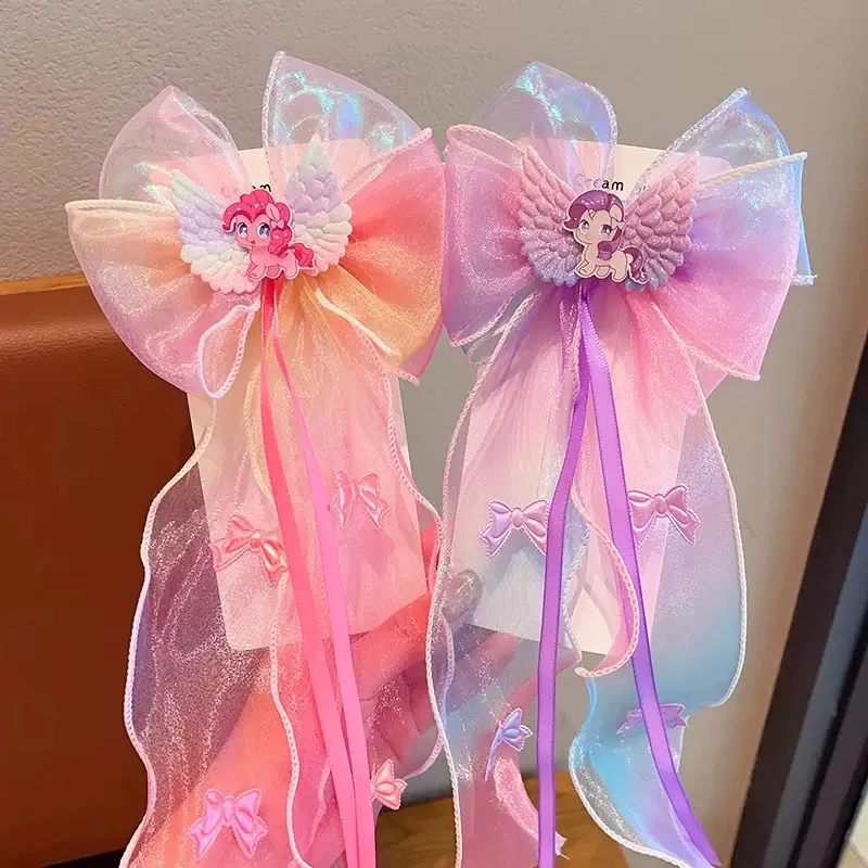 儿童小马宝莉蝴蝶结头饰小女孩公主发夹宝宝网纱飘带发饰女童发卡