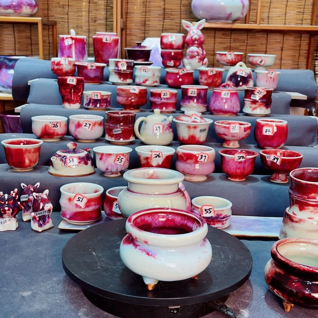 切***杨瓷片微瑕钧瓷主人杯摆件工艺品