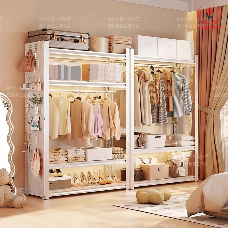 货架衣柜置物架家用钢制挂衣架子卧室防尘防潮落地式组装收纳衣橱