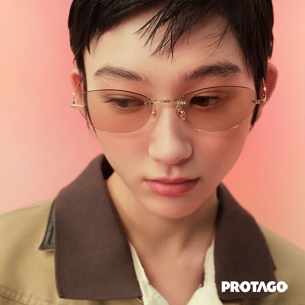 PROTAGO489圆猫眼浅色UV400防紫外线墨镜无框眼镜太阳镜Bobal 16B商品图