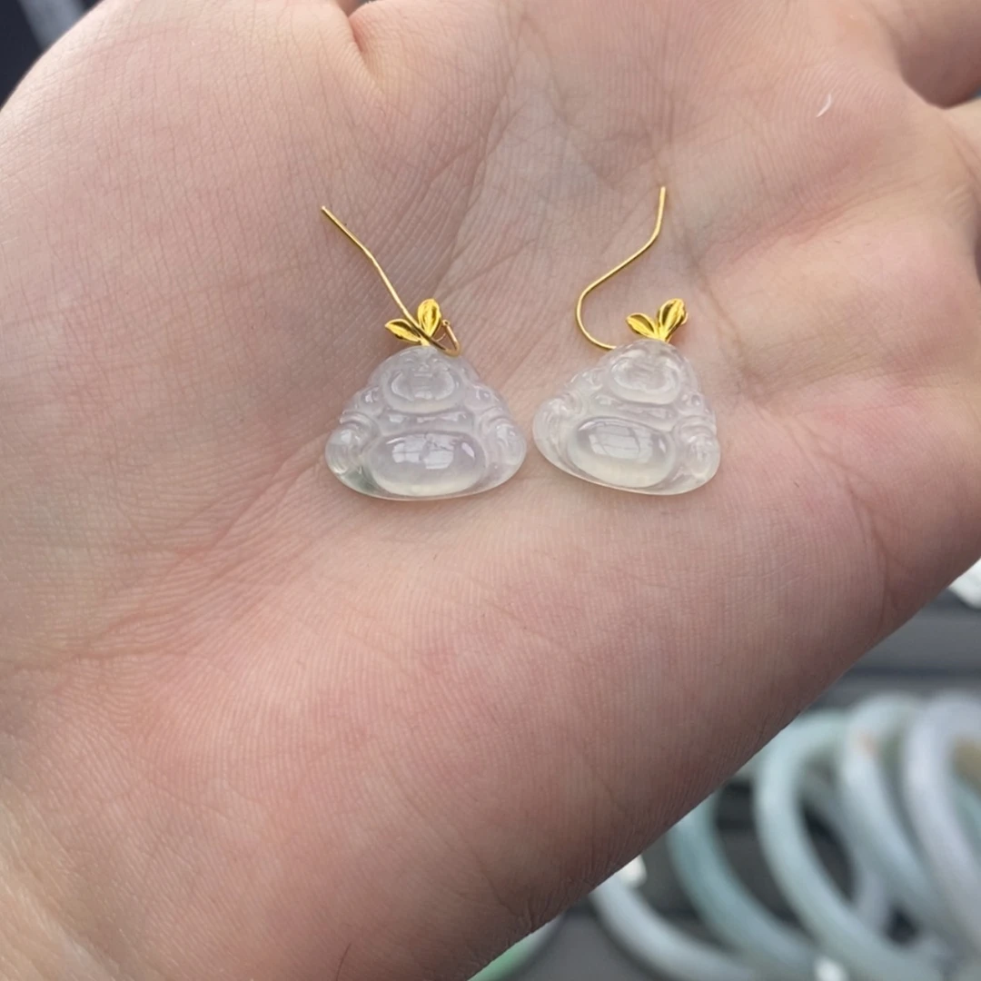 【闪购商品】18K金镶嵌翡翠耳饰