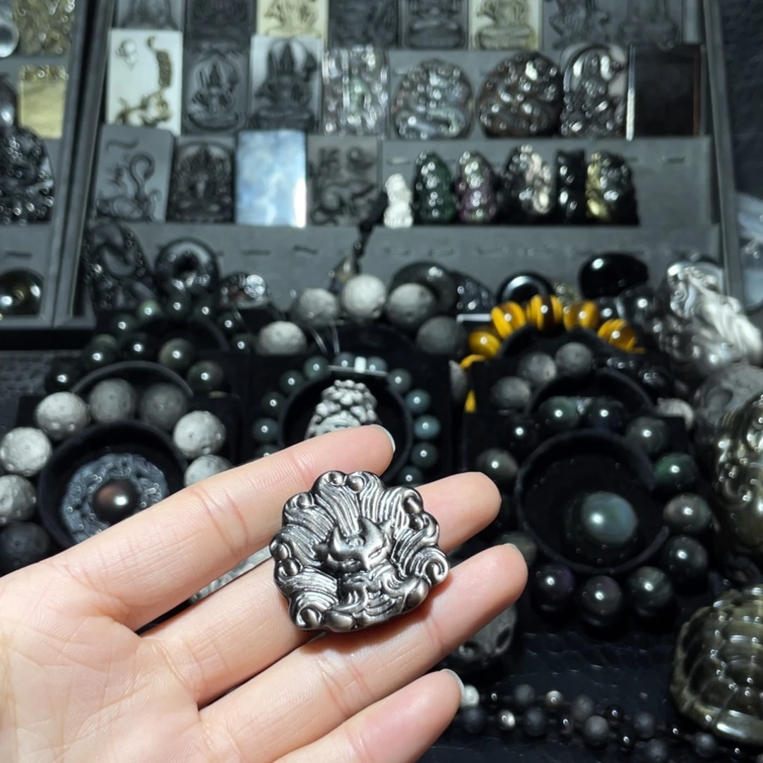 希***柚黑曜岩未镶嵌珠宝奇石