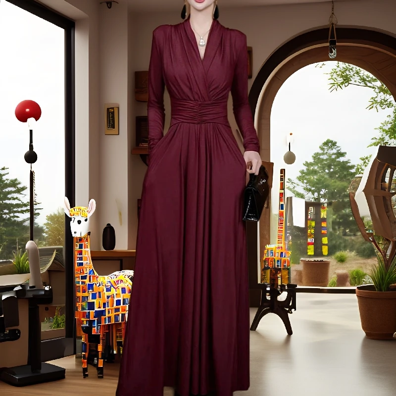 女神范纯色加绒连衣裙女平时秋冬新款气质网红洋气风衣外套女长款