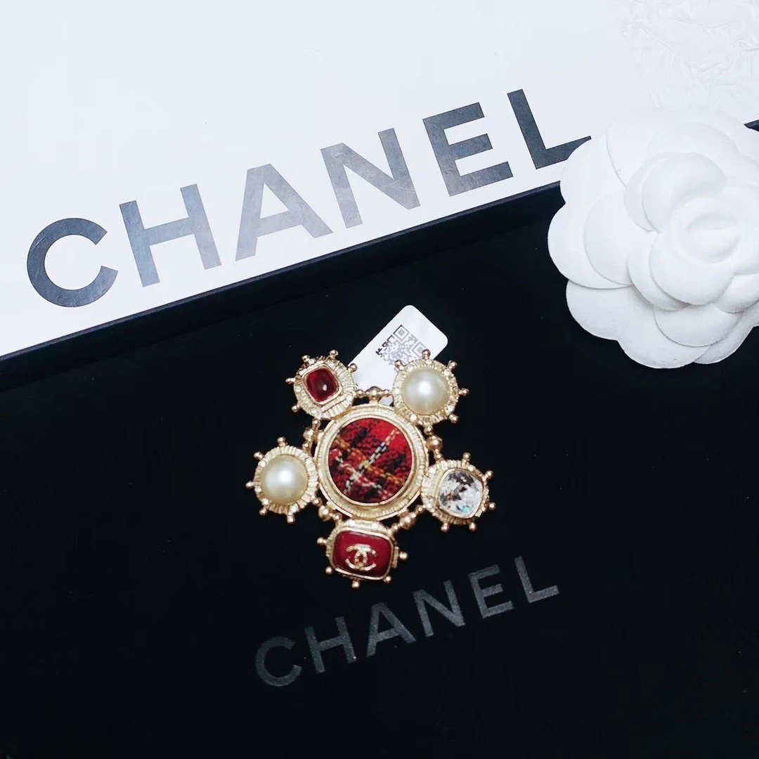 95新 Chanel/香奈儿 柚礼中古/香奈儿爱丁堡红色胸针lz502090