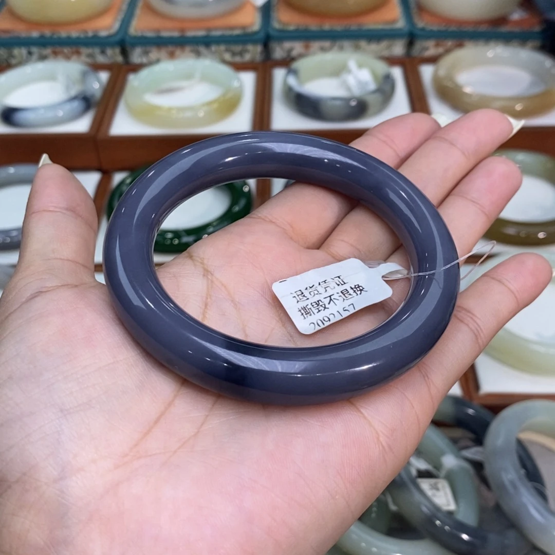 和田玉未镶嵌手镯和田玉帝王紫5859