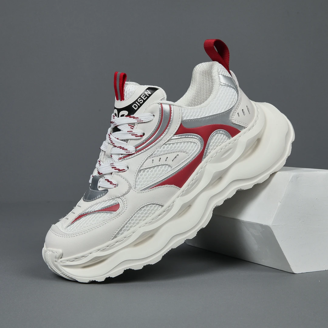 雷克男鞋新款男士男款鞋子减震耐磨真皮拼接个性另类时尚潮老爹鞋