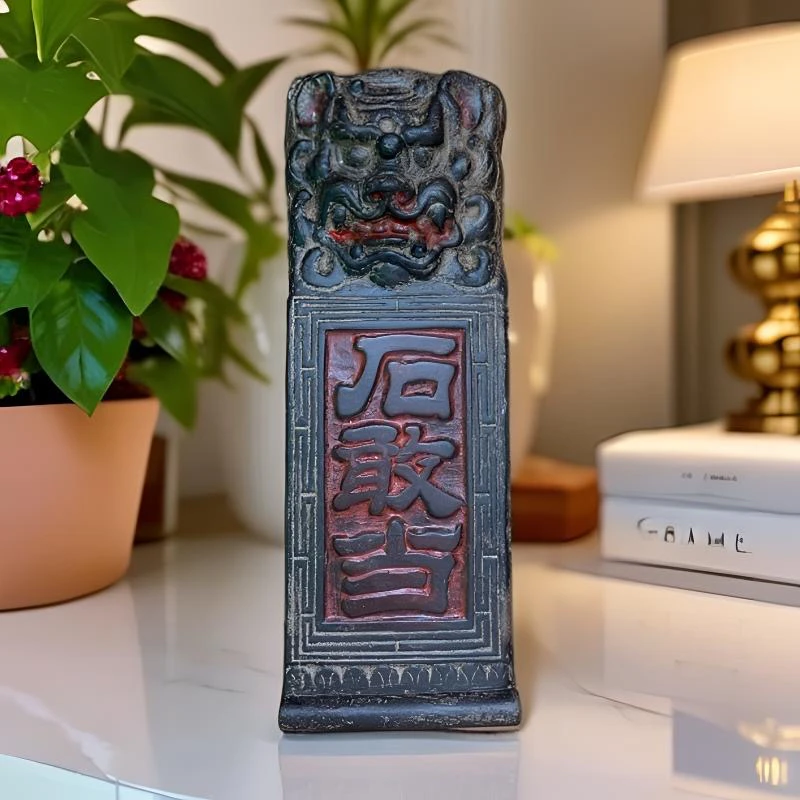 用于茶室茶桌书房桌面微景观装饰工艺品家用复古家庭手工石敢当