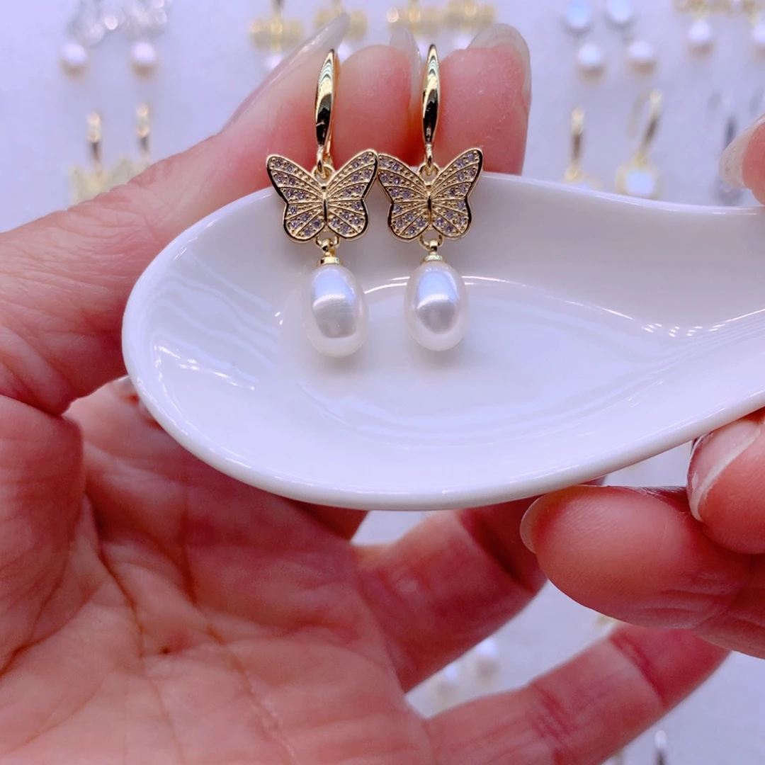 合金淡水珍珠耳饰