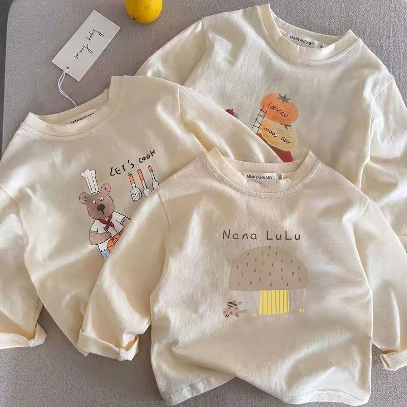 中童长袖儿童百搭圆领宝宝休闲时髦痞帅春秋季T恤外穿中小童新款t