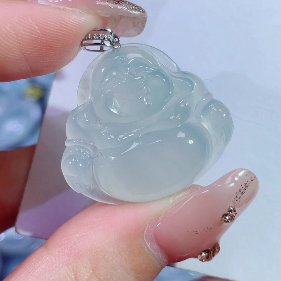 翡翠颈饰18K金镶嵌佛公