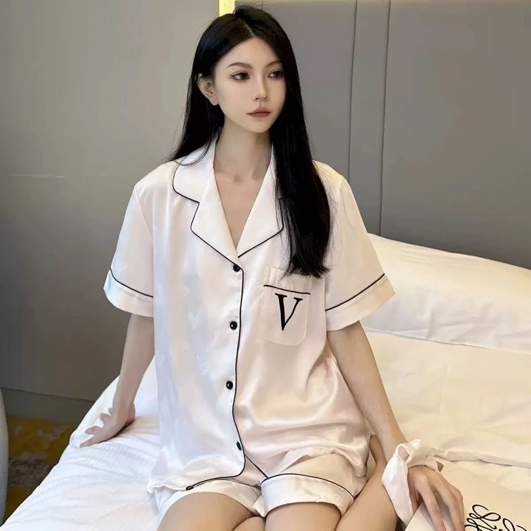 LULU  月光绸缎立体蝴蝶提花家居服套装1436#