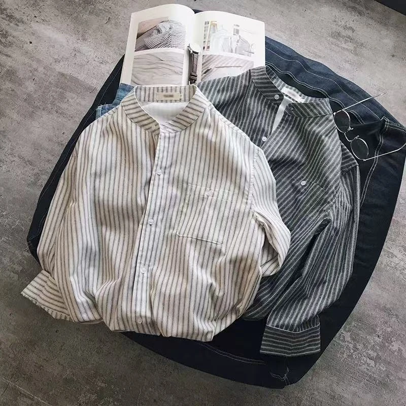 上新！七分袖条纹宽松百搭显瘦衬衫ZJ158