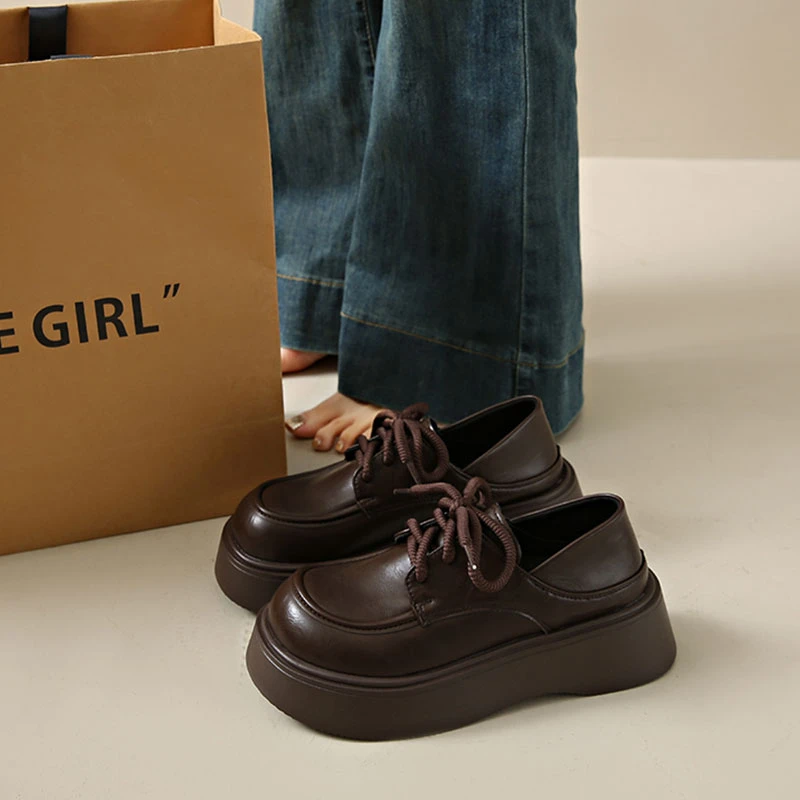 小皮鞋女秋季新款英伦风复古爆款黑色百搭松糕增高jk鞋厚底乐福鞋