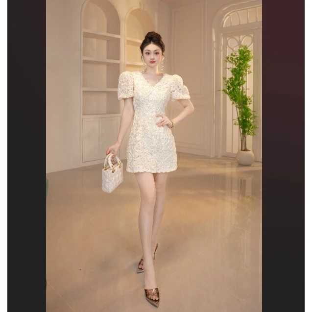 【显瘦定制】法式轻奢名媛显瘦优雅时尚蕾丝连衣裙旗袍31229