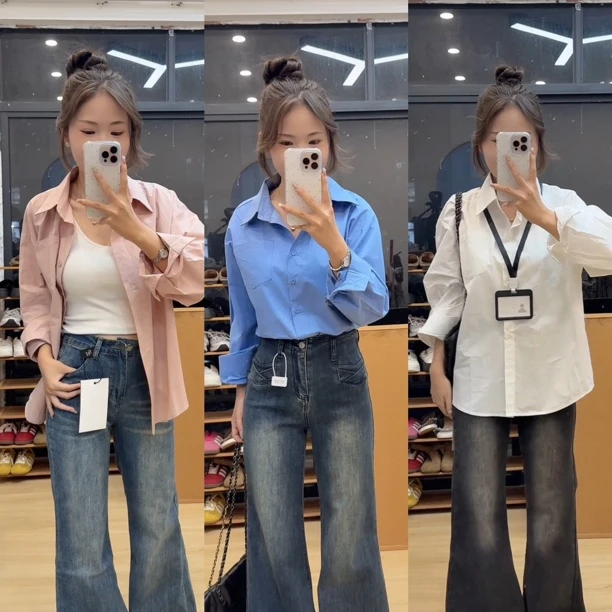 纯色气质口袋衬衫