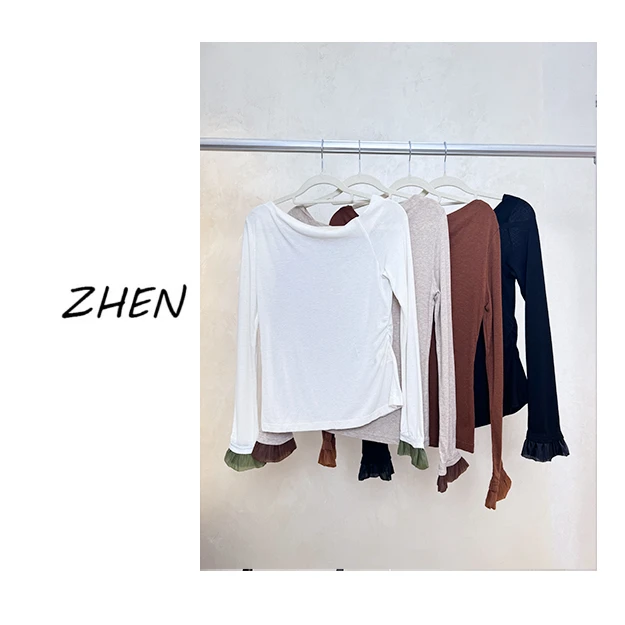 【ZHEN】25K01314 2025新款修身显瘦气质小众设计师款长袖T恤打底