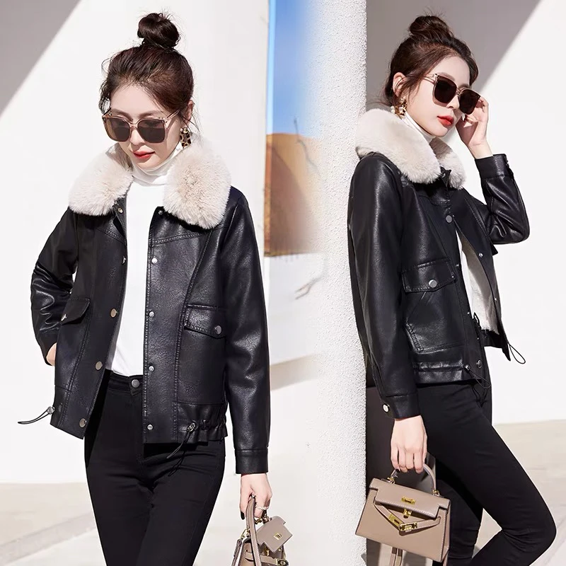 (直播扣号备注编码慎拍）加绒皮衣女短款新款高端夹克外套冬季爆款