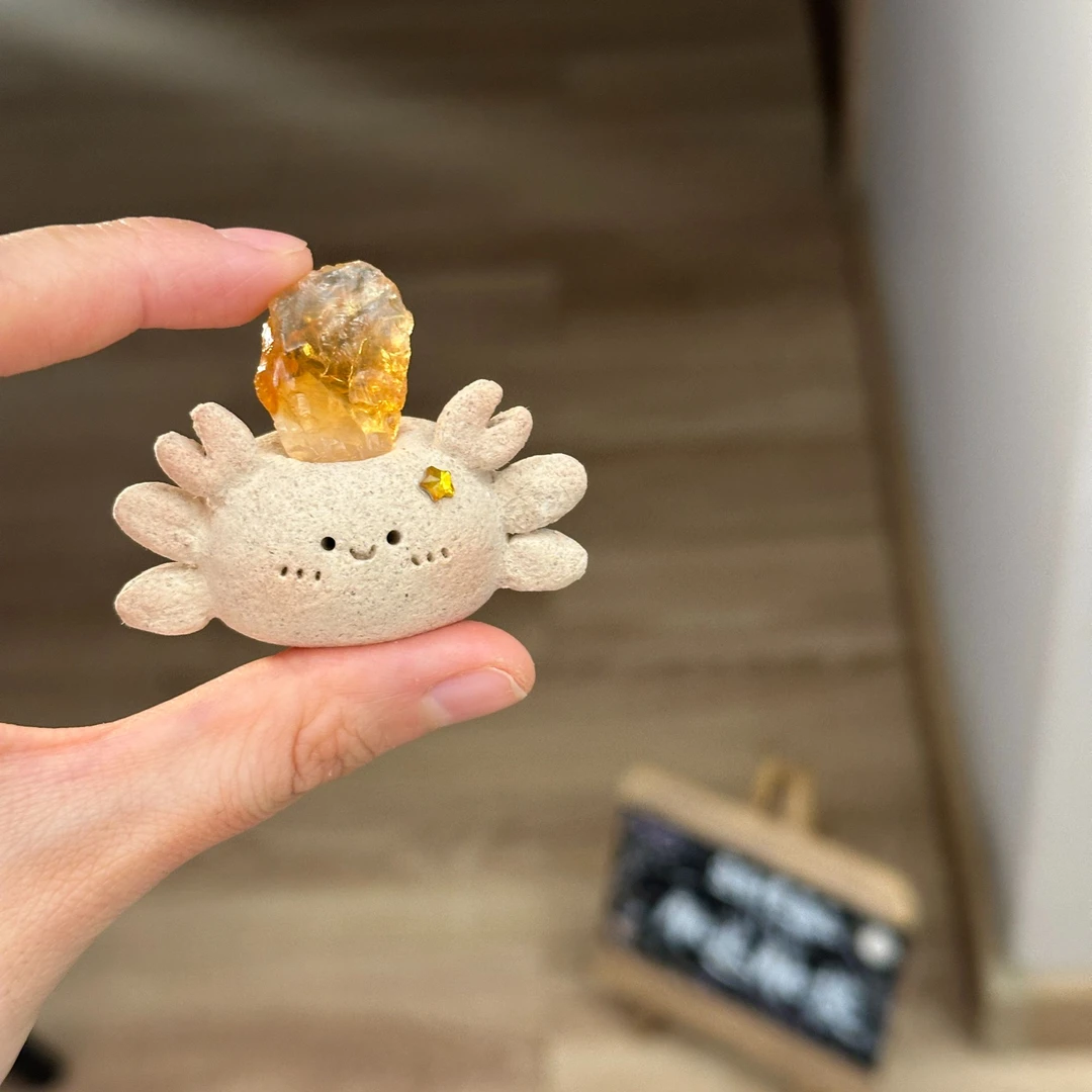 水晶小豆丁可爱黄水螃蟹