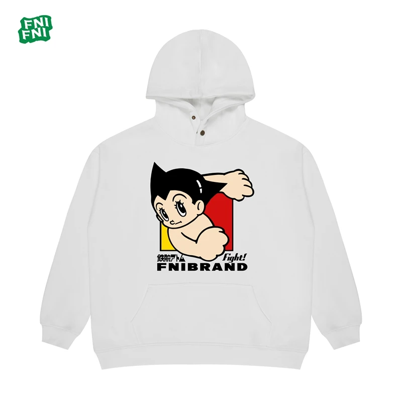 FNI国潮重磅棉（铁臂阿童木）男女同款加绒连帽卫衣24年早秋冬胶浆
