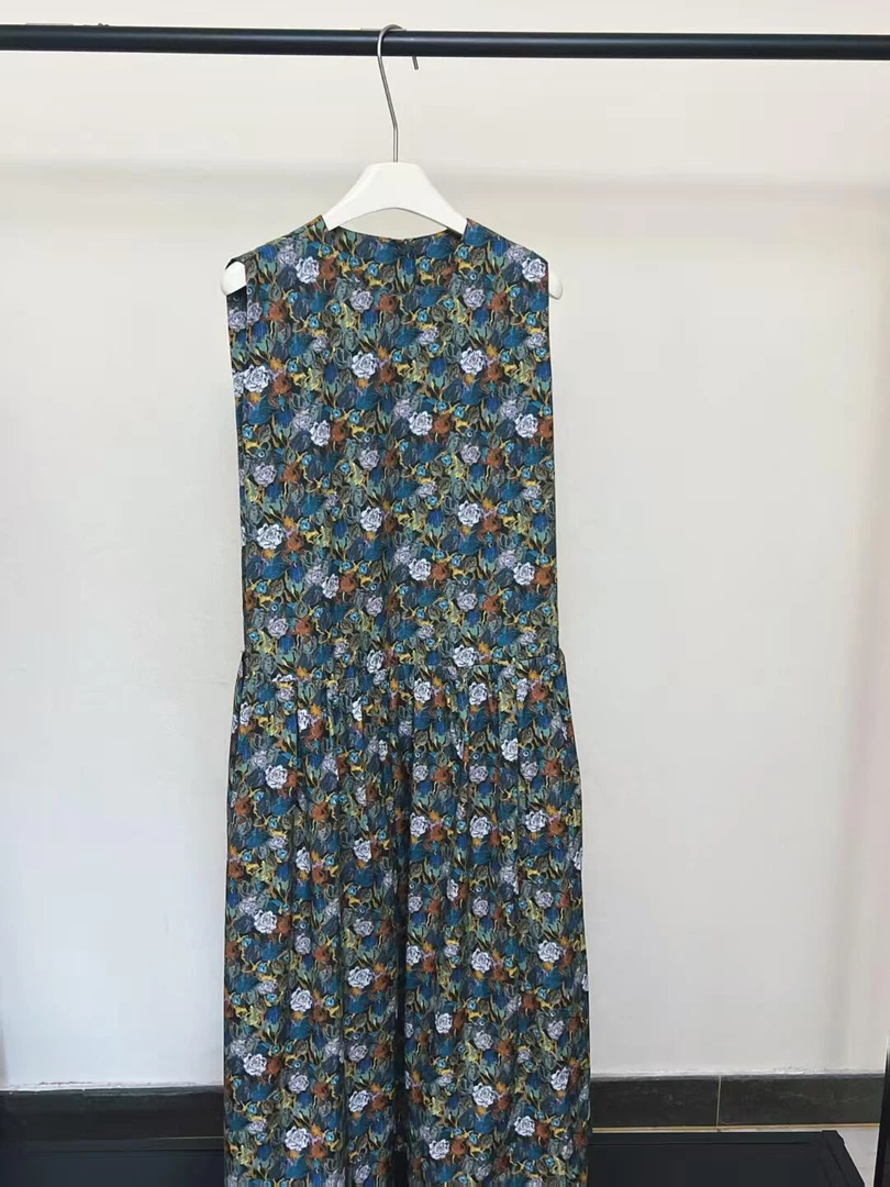 【吐血清仓】2025碎花连衣裙印花宽松无袖5P5G1575H纯欲慵懒风女装