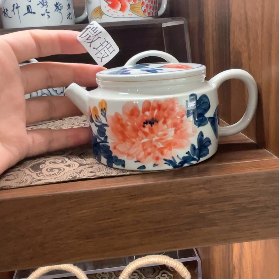 釉下手绘茶具微瑕