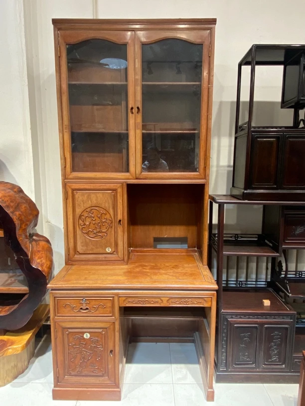 简约中式中式移动书架新中式书桌古典电视柜实木家具书柜柜子