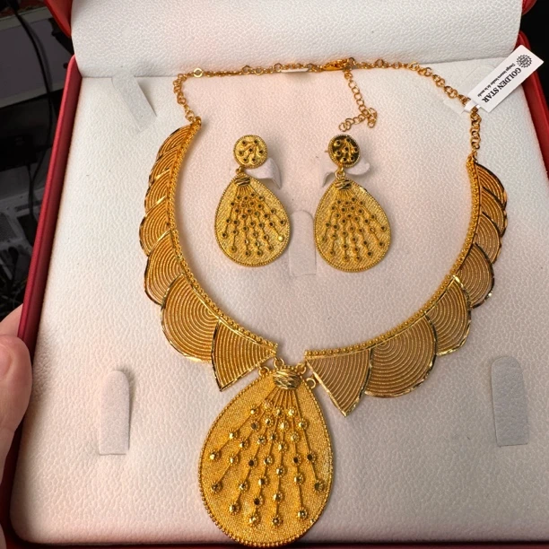 铜合金项链 Z铜合金TJ042 铜合金首饰 项链耳环两件套