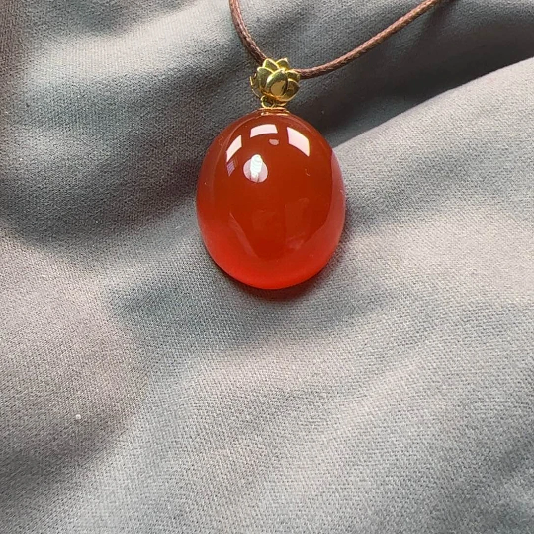 南红玛瑙18K金镶嵌吊坠双11福利原矿精品冰红吊坠