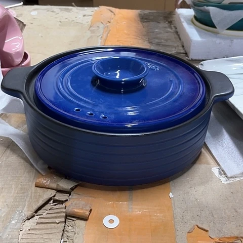 微瑕，明火，口径23厘米高度7，2L，蓝色，大号