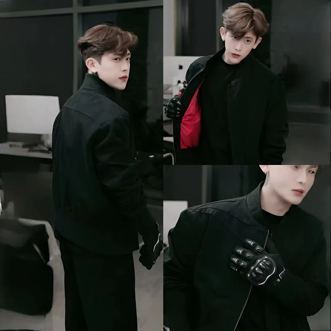 男款时尚潮流解构裁剪倒三角设计做旧水洗棉痞帅硬汉外套