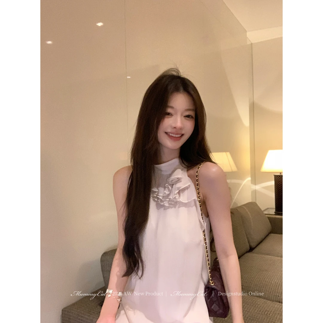 Mummy Cat 下蛋喵【曼塔初吻】25新品100人丝玫瑰花荷叶边连衣裙