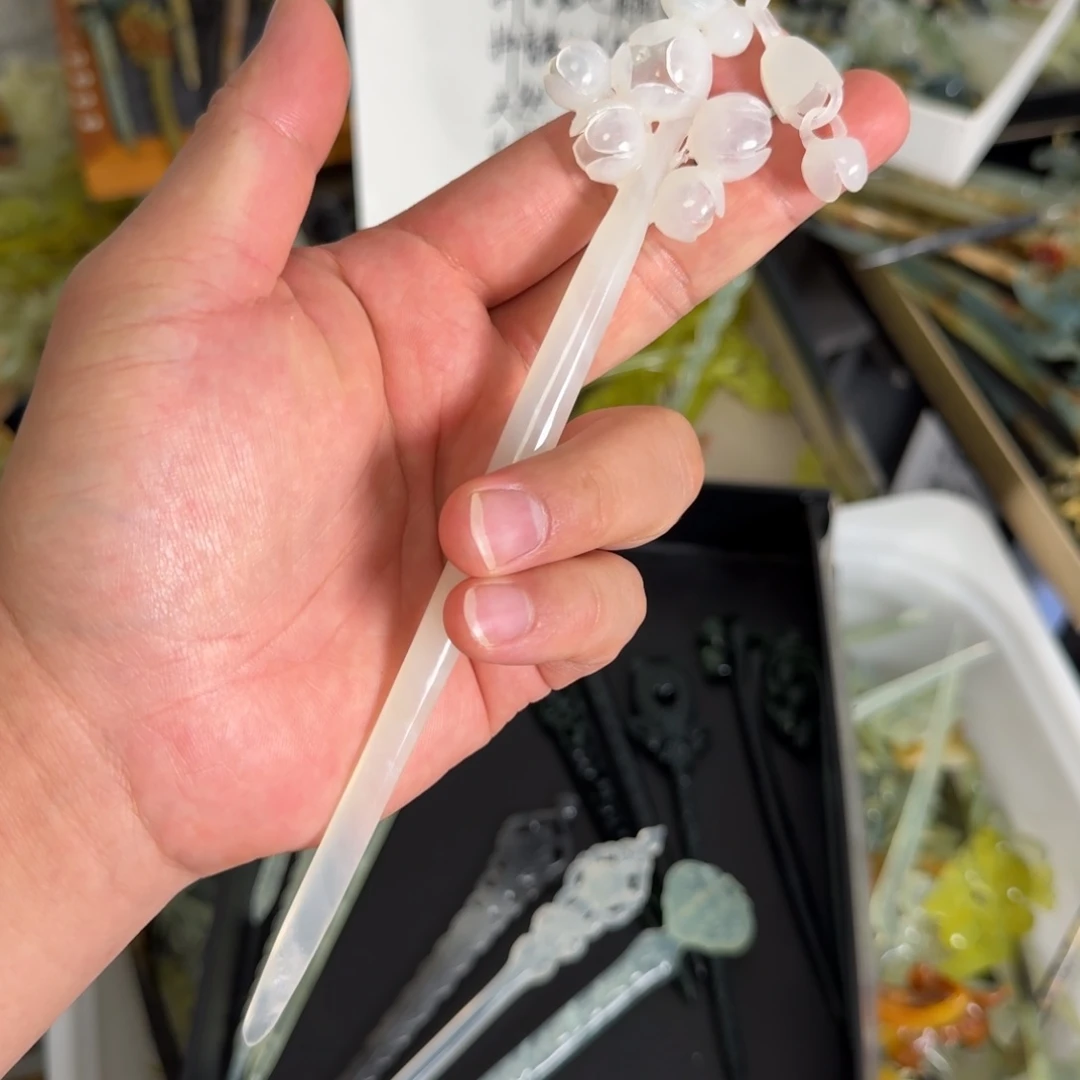 岫玉未镶嵌发饰明君玉簪就是好看