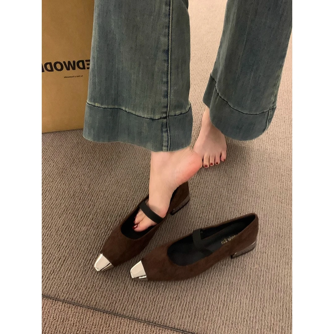 小香风女士浅口5CM法式晚风气质仙女粗跟玛丽珍鞋04