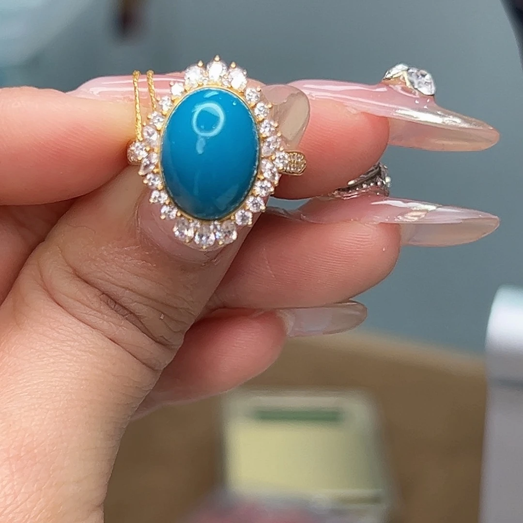 绿松石珠宝奇石18K金镶嵌颖*