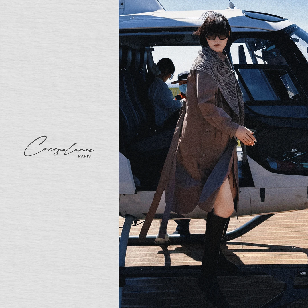 韩彬彬"人人爱"折纸术立领垂坠极简百搭显瘦通勤复古风衣2202-1