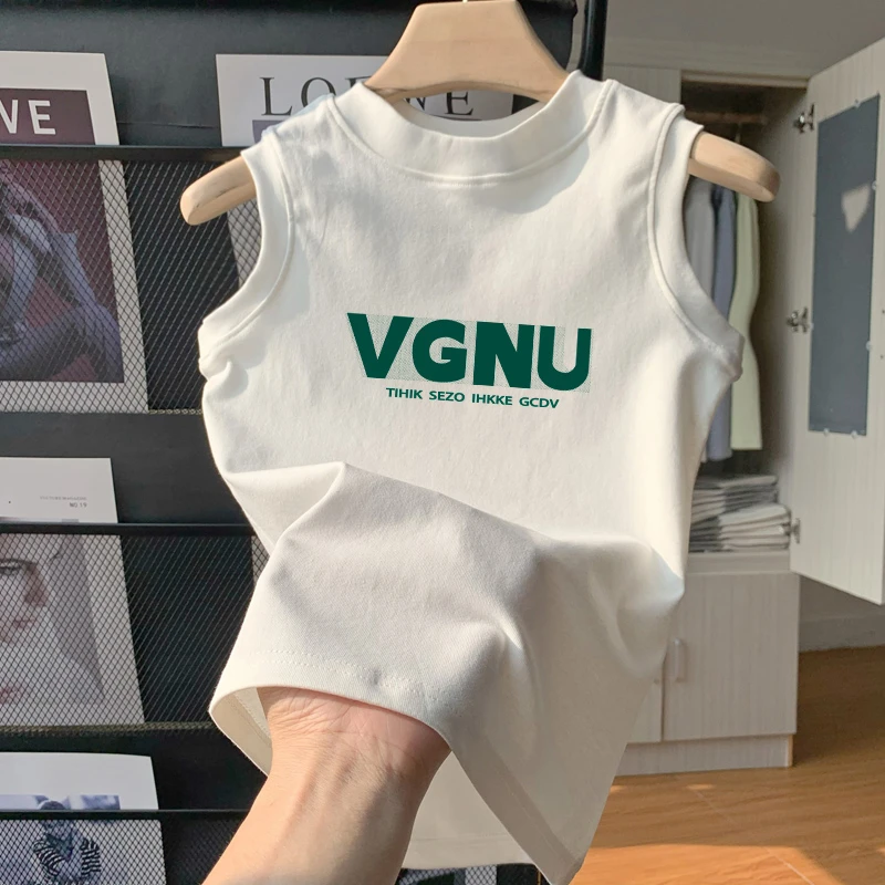 字母紧身无袖小背心女打底内搭工字运动外穿潮泫雅心机2025t恤夏