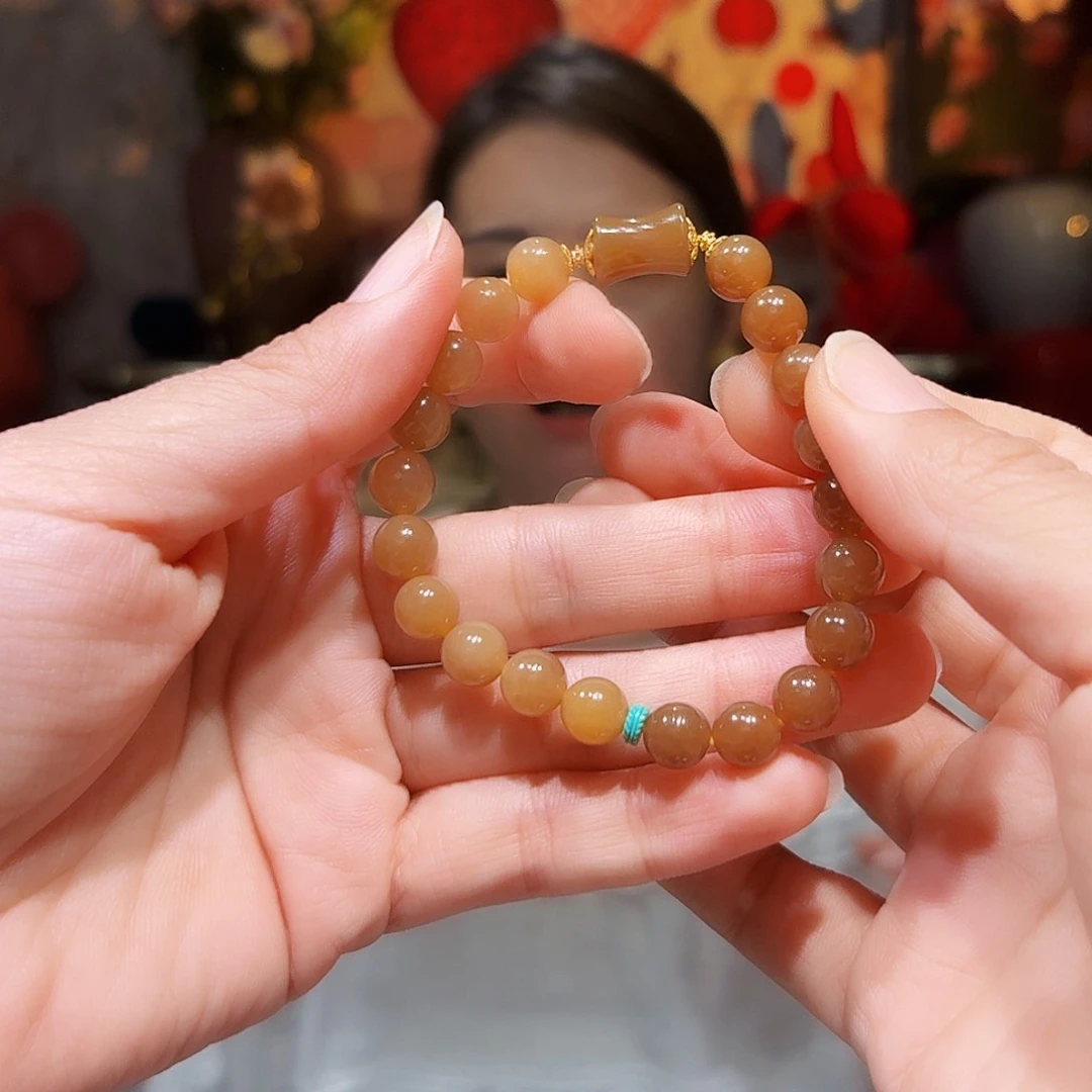 手链18K金镶嵌和田玉午*手串