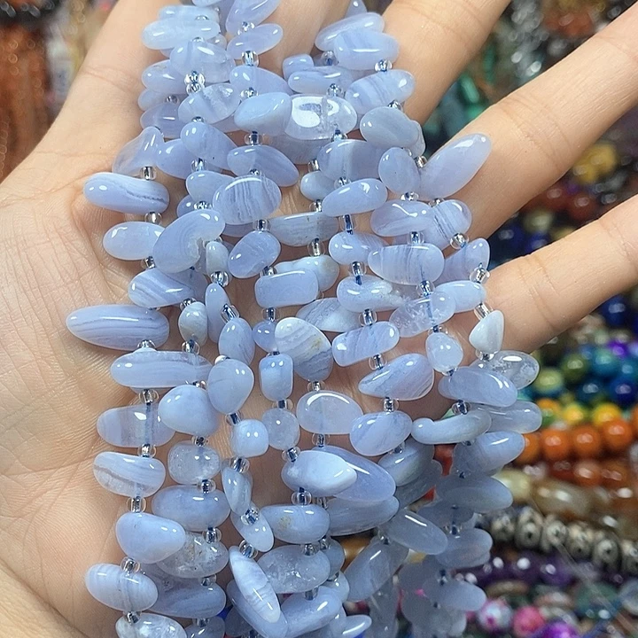 未镶嵌玛瑙/玉髓珠宝半成品天然蓝纹玛瑙