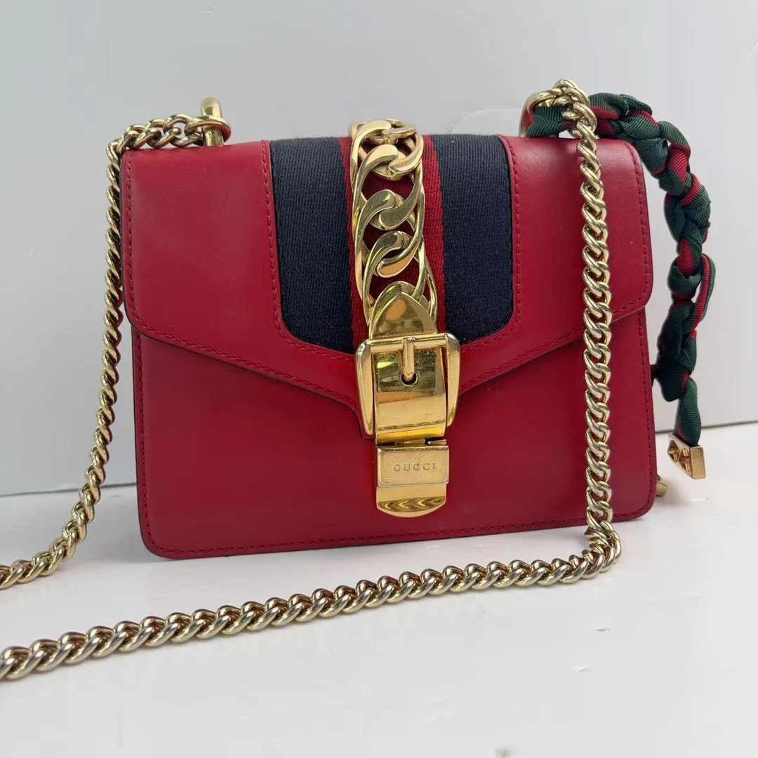 95新 GUCCI/古驰 古驰 红金塞尔维亚小号单肩包