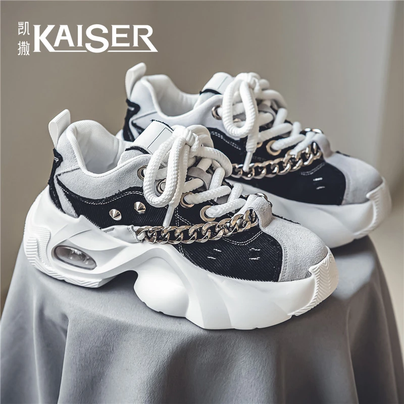 凯撒男鞋潮流男式休闲鞋子百搭厚底老爹鞋时尚小众男士鞋-24XS114