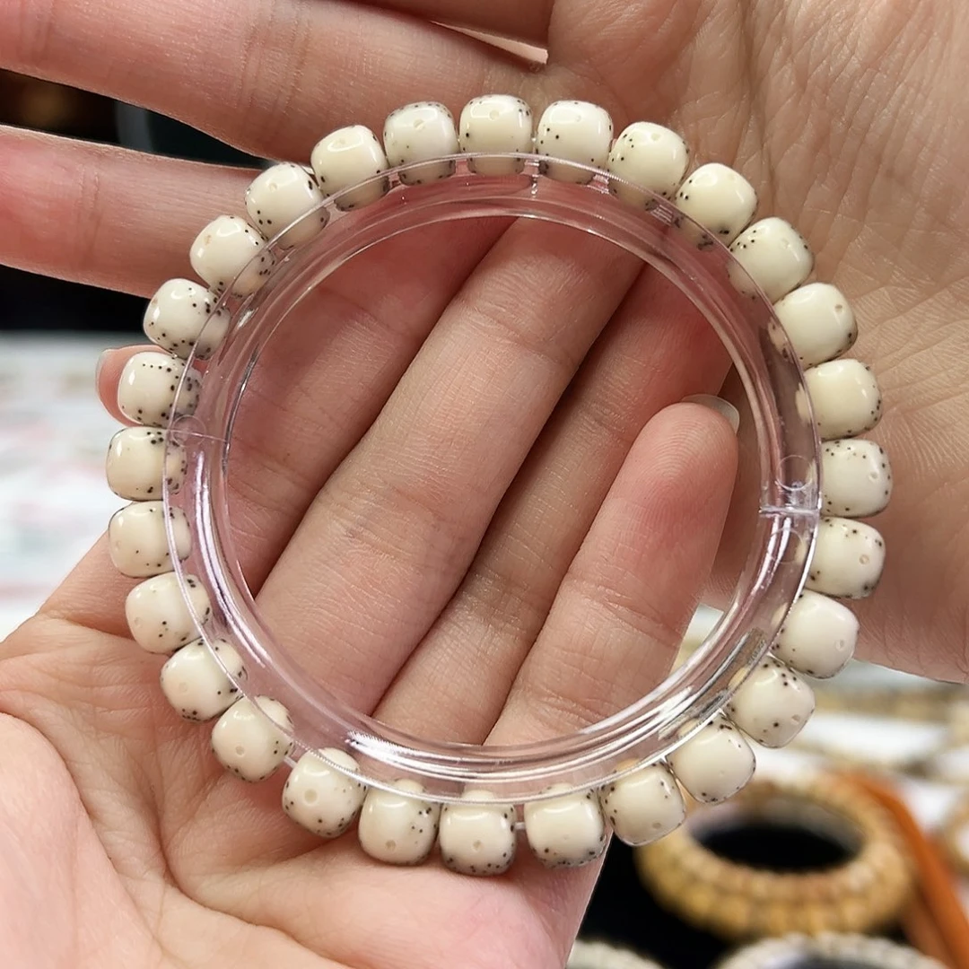 手串星月菩提Fqh8*7半壁通体 玉化骨瓷白 颗粒星