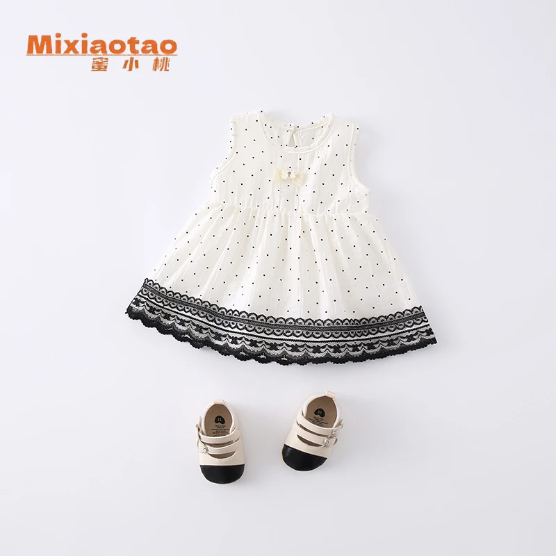 夏款黑色波点包屁裙子幼儿夏季哈衣宝宝婴儿儿童衣服碎花女童无袖