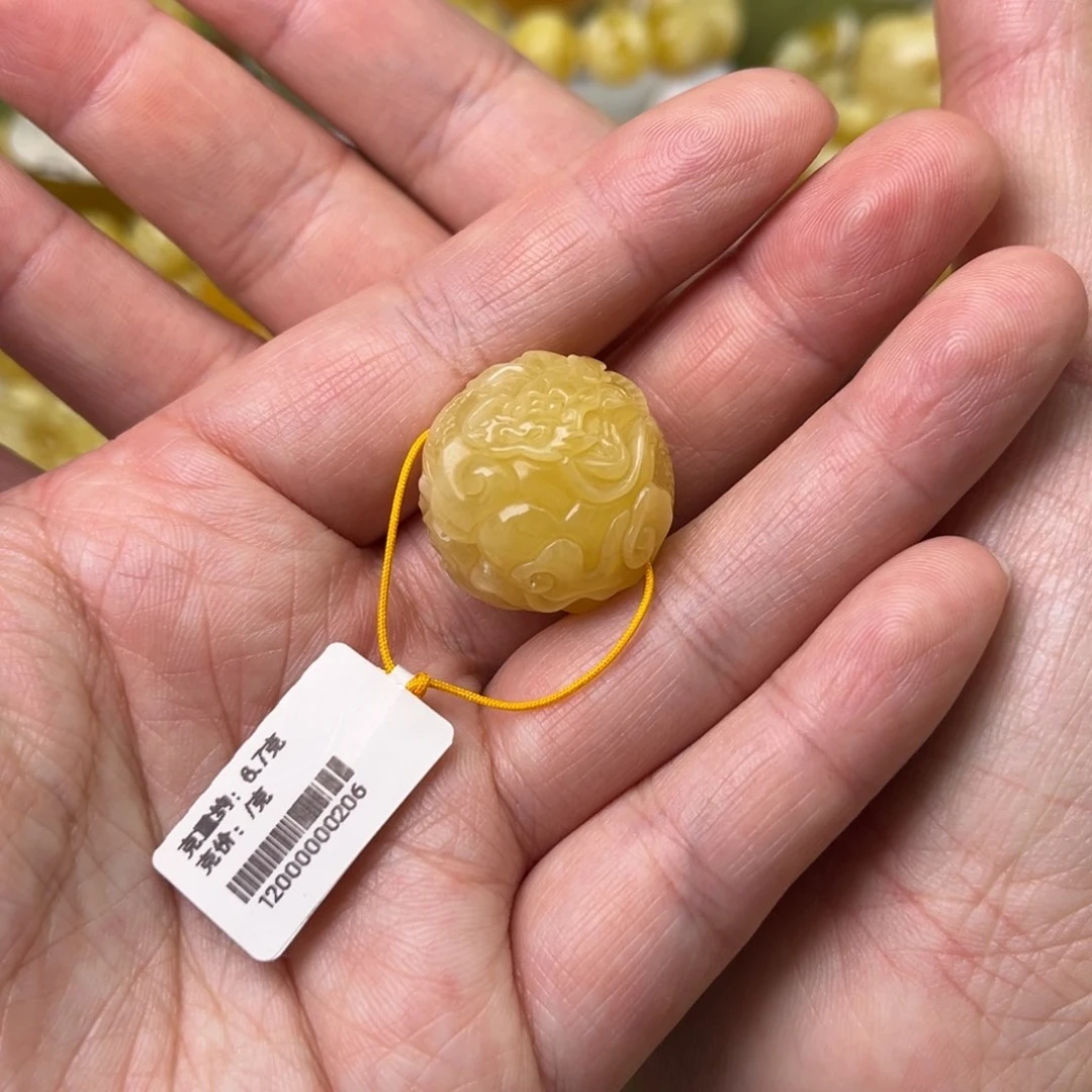 裸石蜜蜡未镶嵌23圆珠手工精工雕刻龙珠